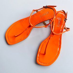 Schutz Neon Patent Leather Sandals